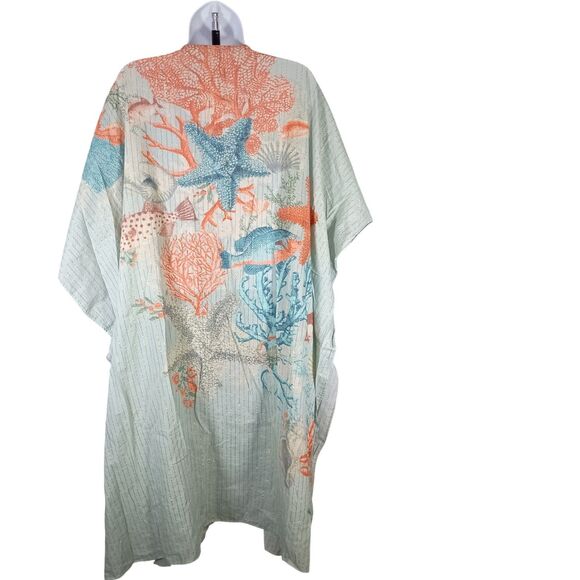 Aratta Silent Journey Kimono Cardigan Womens One Size Floral Pom Pom Boho Trim - Picture 2 of 5